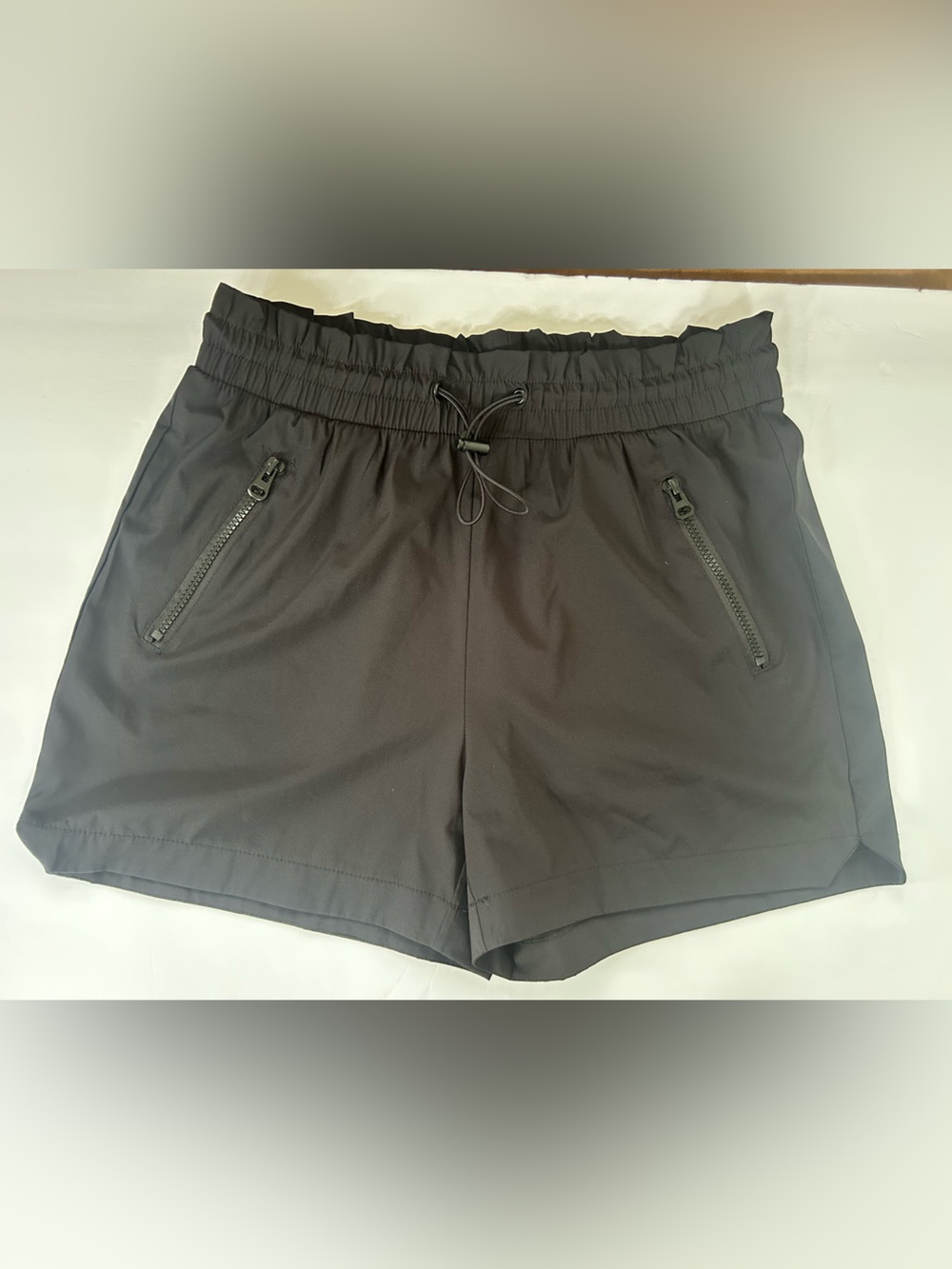 Back to School- Te Verde Black Athletic Drawstring Zip-Pocket Shorts